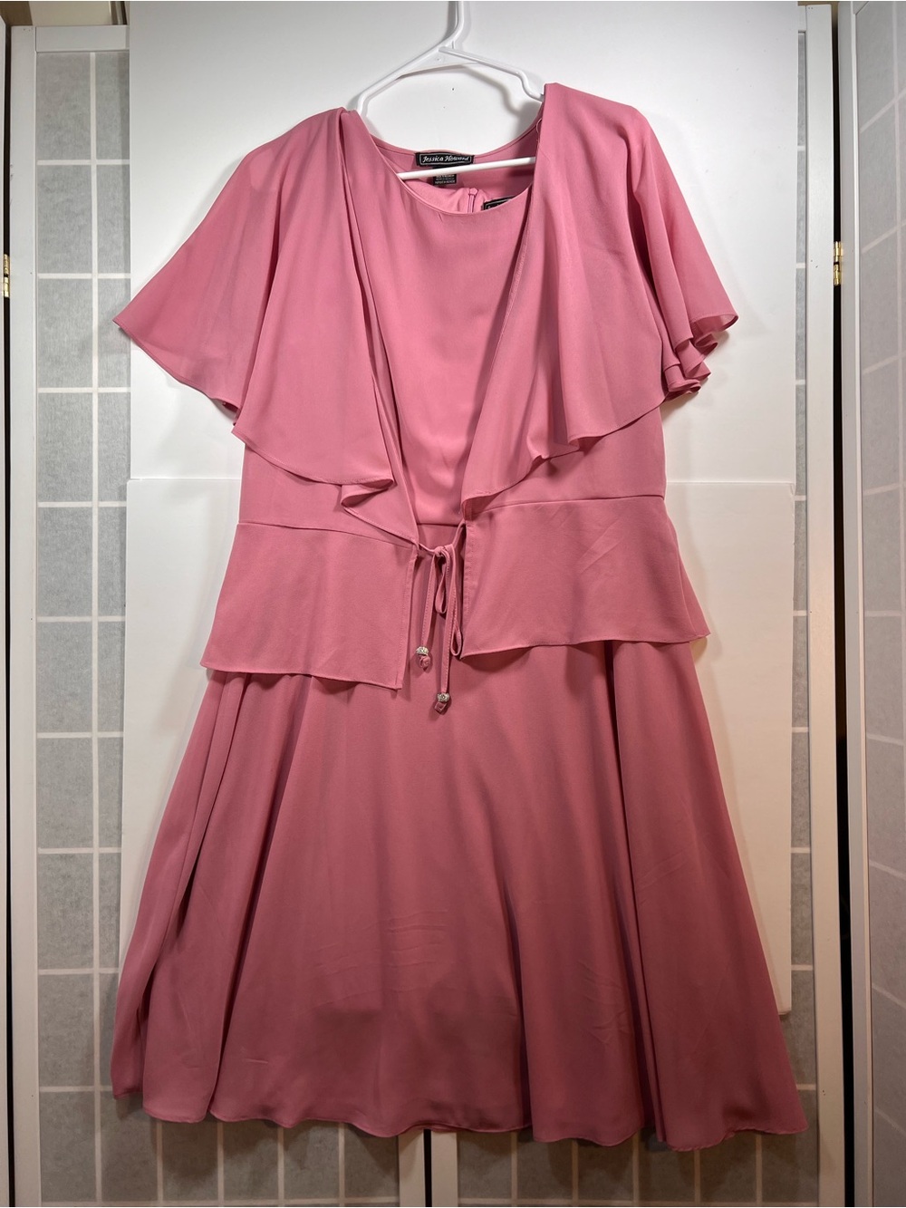1950s Inspired Dusty Rose Layered Midi Dress